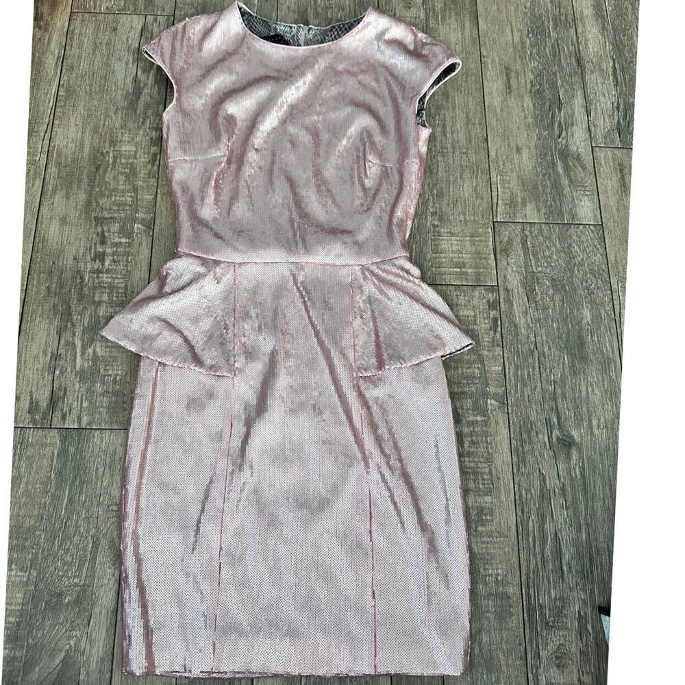 Twenty Cluny Women's Pink Silk Blend Sequin Mini Peplum Dress Size 4